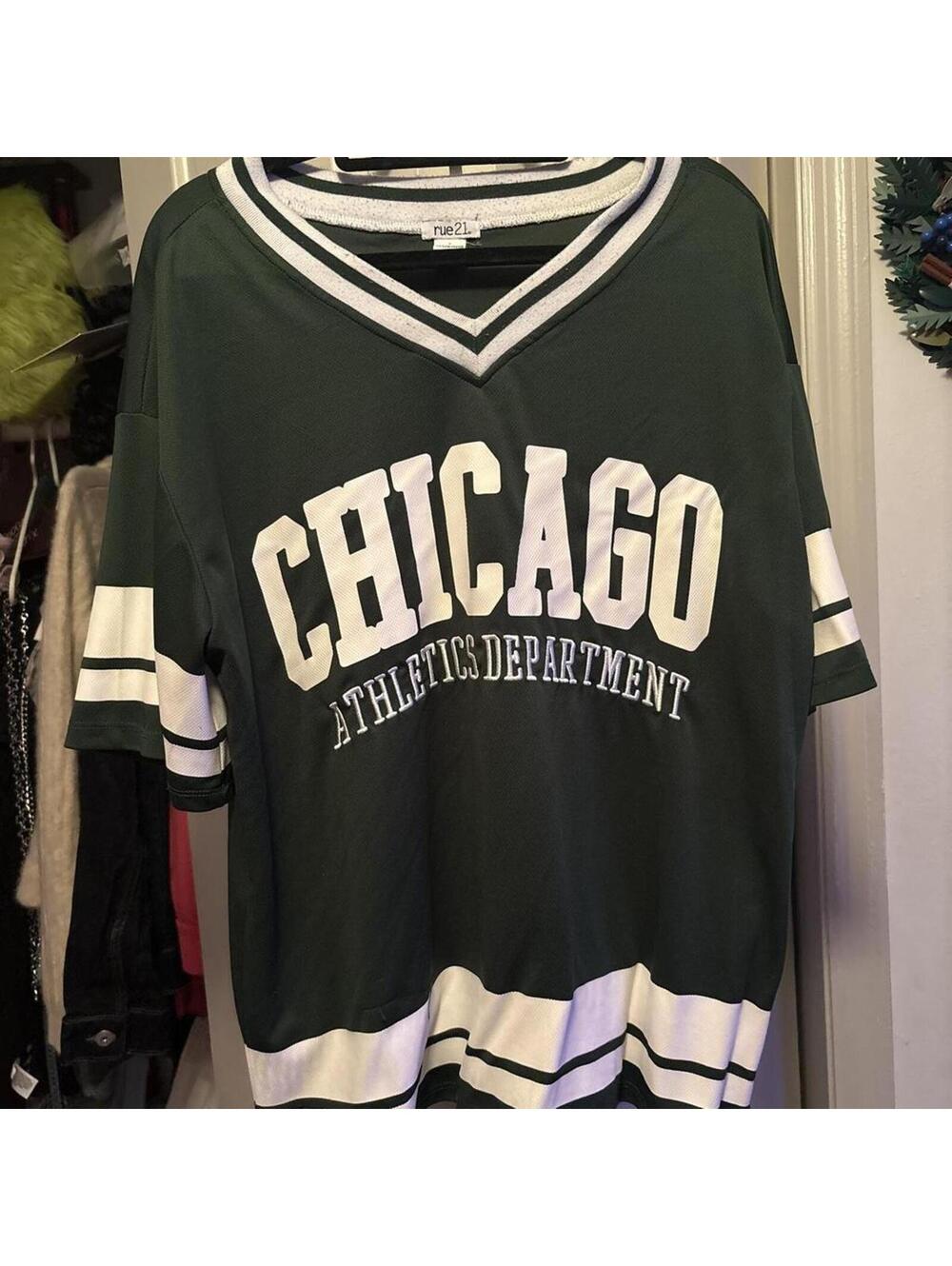 Green and white Chicago jersey